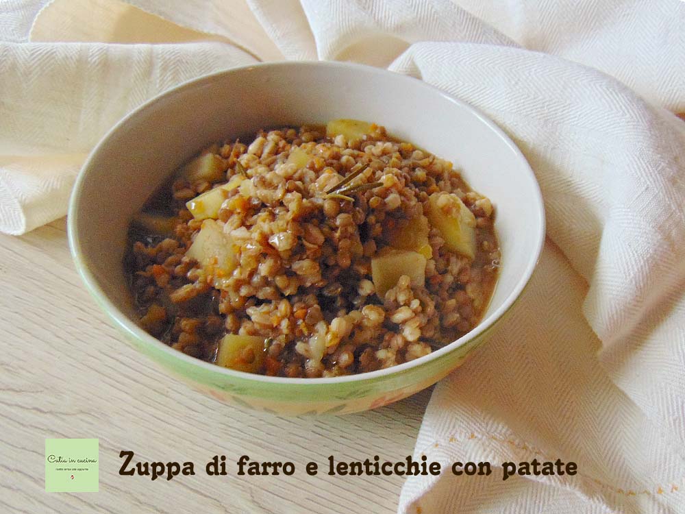 Dinkel- und Linsensuppe mit Kartoffeln