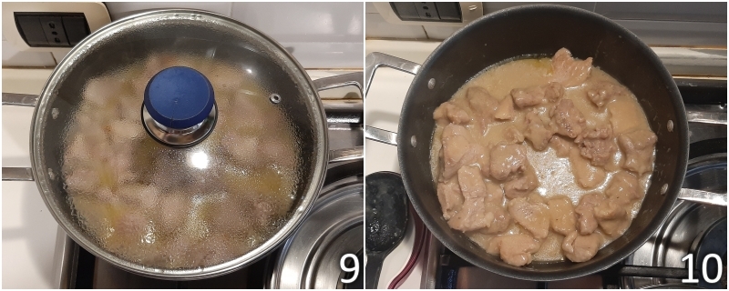 e. das Kalbsragout in Weißwein bei niedriger Hitze anderthalb Stunden lang kochen