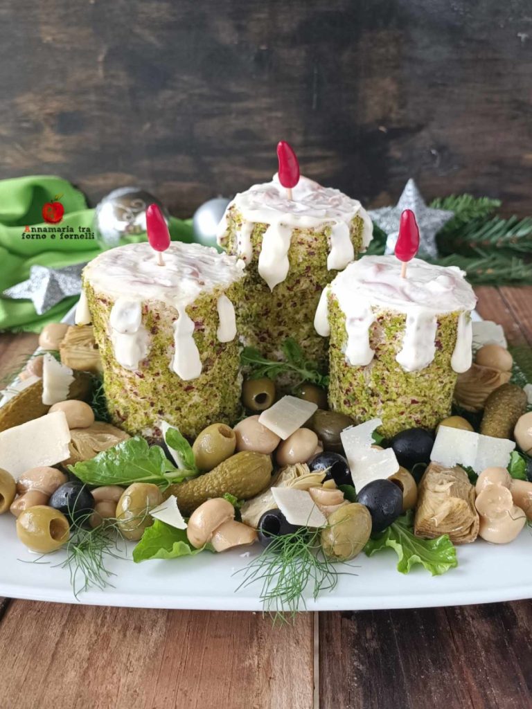 gefüllte Kerzen mit Mortadella und Pistazie