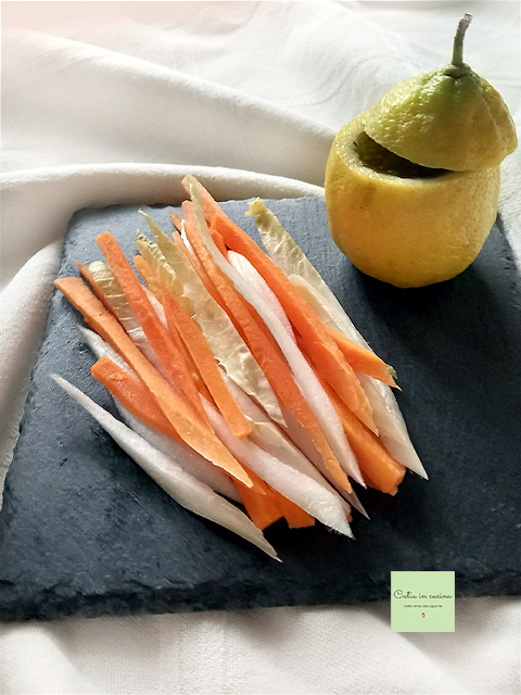 Julienne von Gemüse und Zitrone-Schüssel