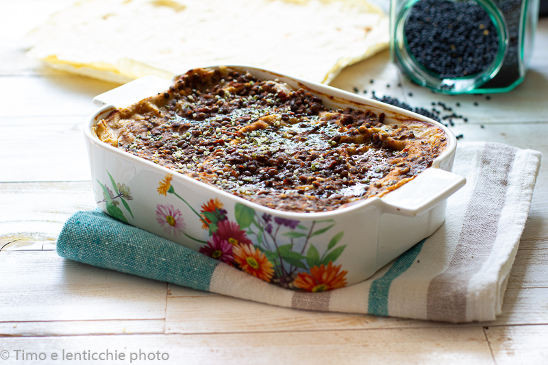 Lasagne aus Pane Carasau und Linsen