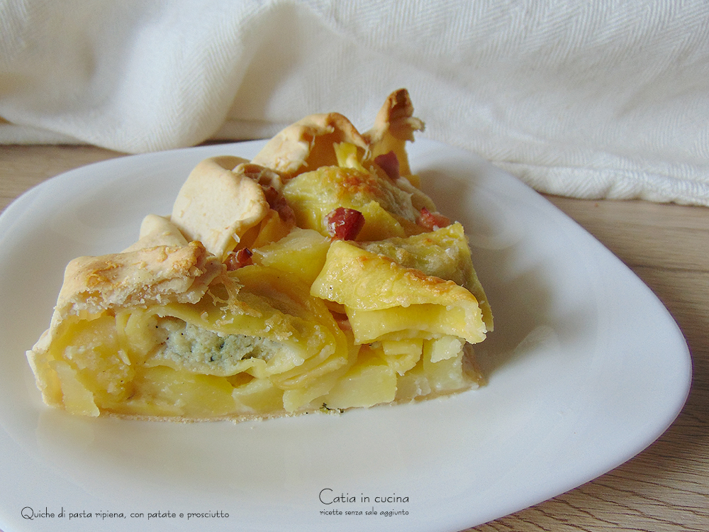 quiche di pasta ripiena con patate - fetta