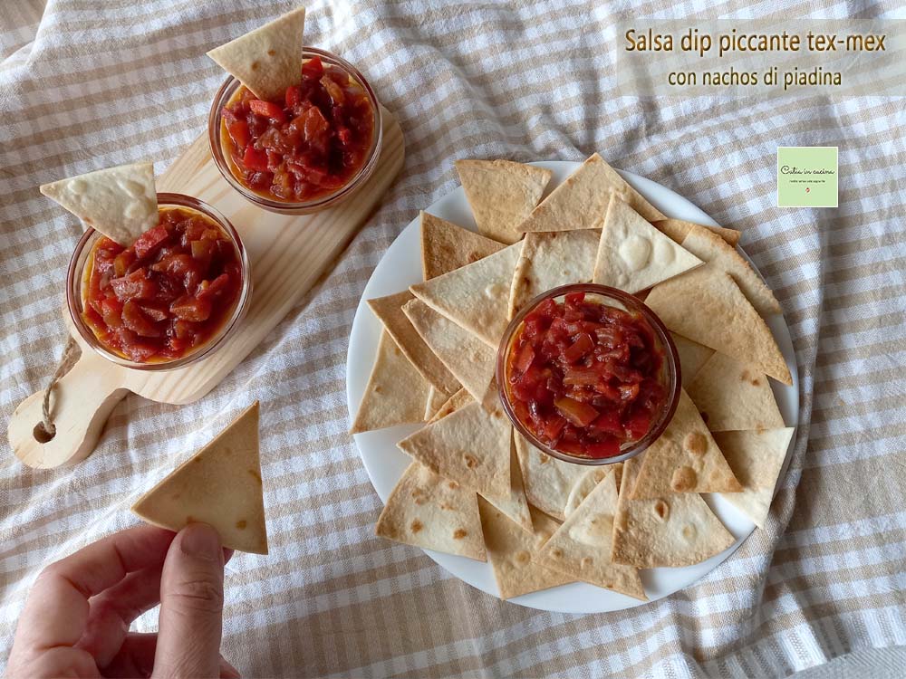 Scharfe Tex-Mex-Dip-Sauce mit Piadina-Nachos