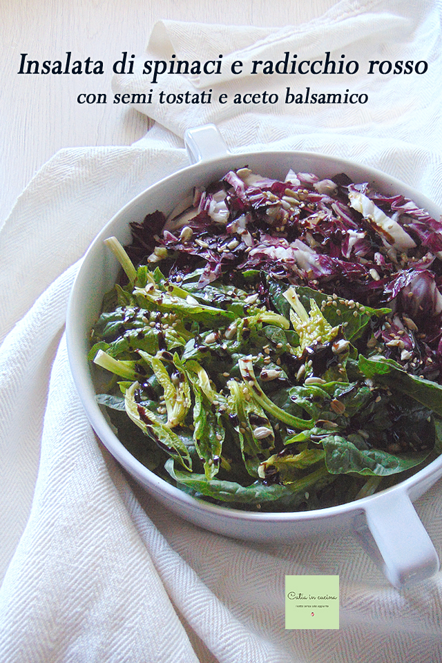 Spinatsalat und Radicchio mit Samen und Balsamico