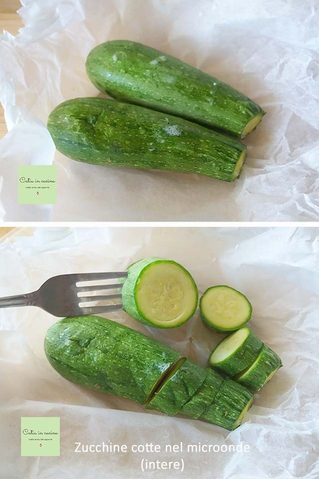 in der Mikrowelle ganz gegarte Zucchini