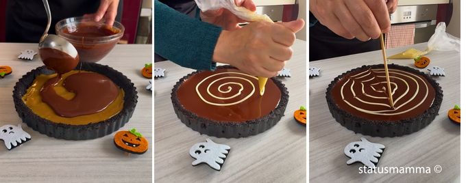 Spinnennetz Torte Karamell Schokolade Schritt 4