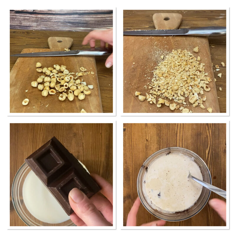 Weiche Schokoladentarte mit Zartbitterschokolade und Haselnüssen