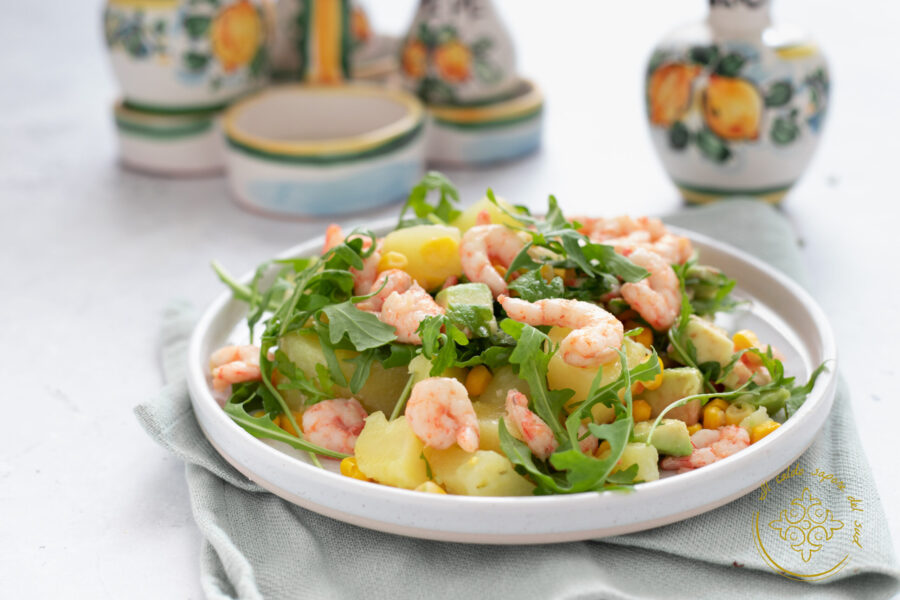 Kartoffelsalat mit Garnelen