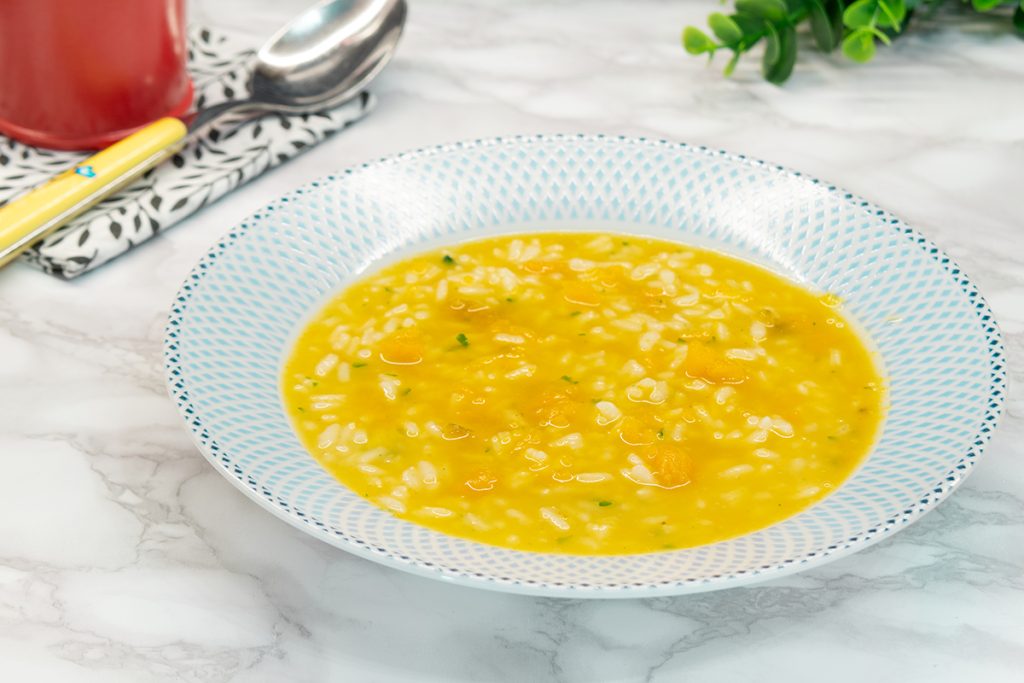 Reissuppe mit Kürbis