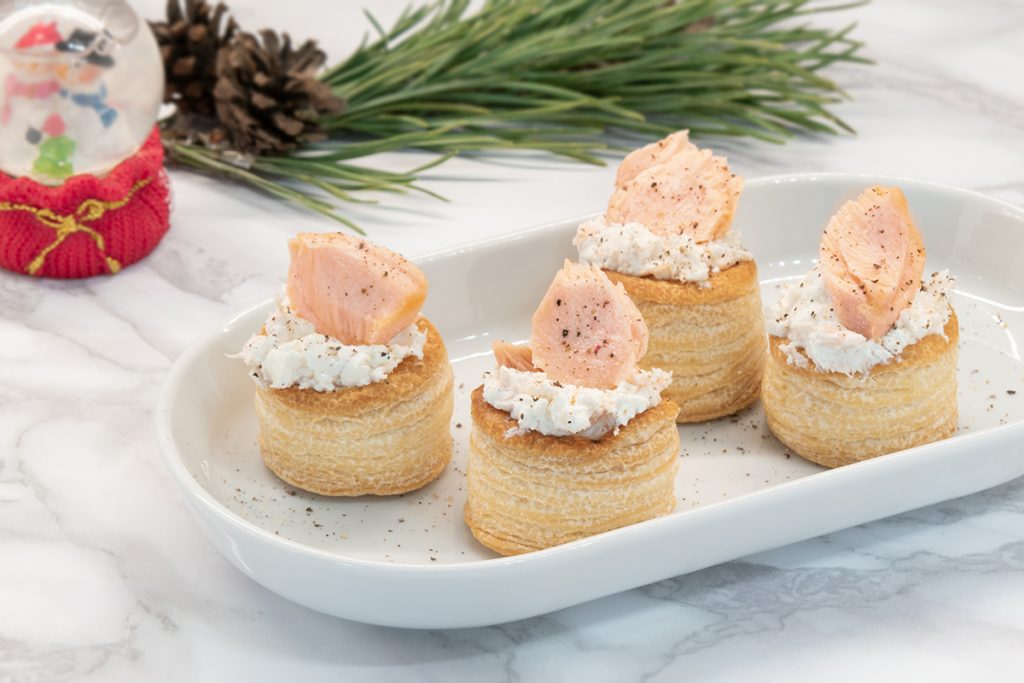 Vol-au-vent mit frischem Lachs