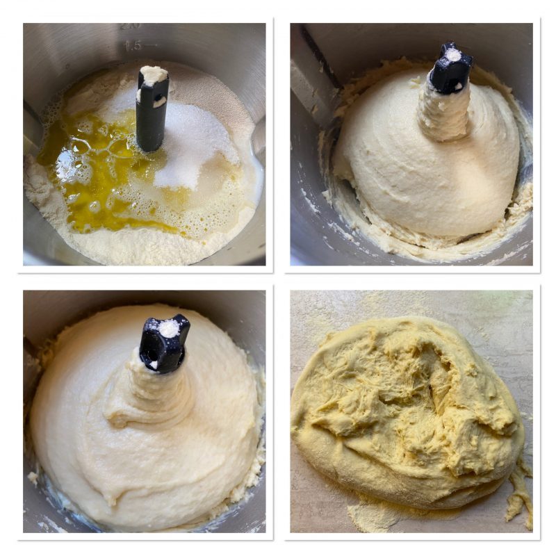 Milchbrötchen mit Olivenöl und fein gemahlenem Hartweizengrieß