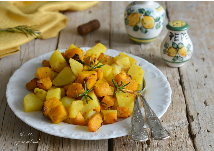 Kürbis und Kartoffeln in der Heißluftfritteuse