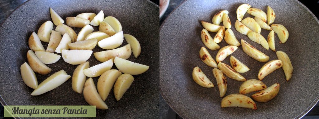 Hähnchen mit Kartoffeln und Erbsen in der Pfanne, Mangia senza Pancia