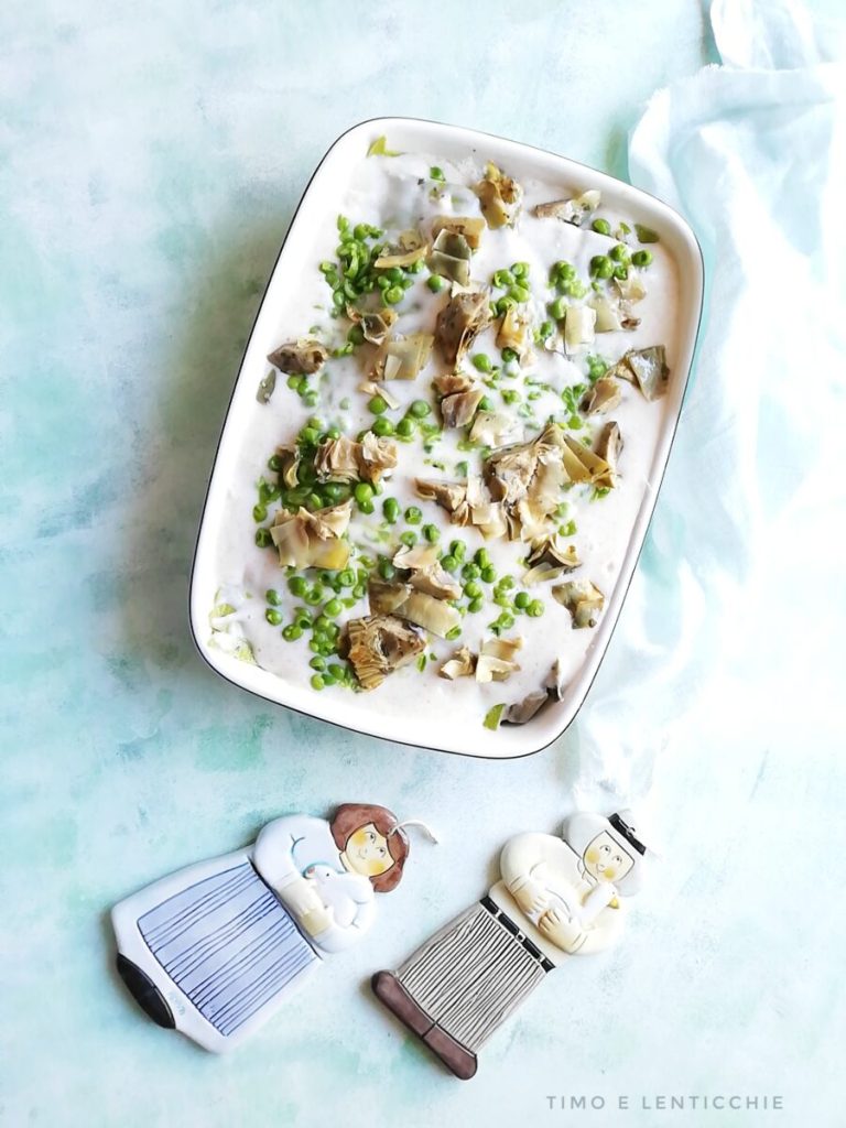 Lasagne mit Erbsen und Artischocken
