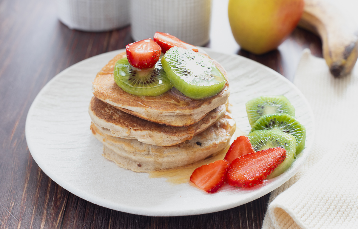 Pfannkuchen mit Apfel und Banane ohne Zucker