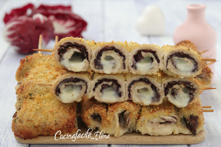 Röllchen mit Radicchio und Fleisch