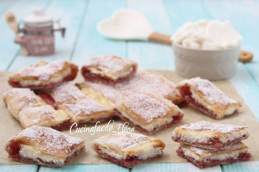 Blätterteig mit Ricotta und Marmelade