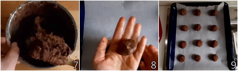 c. Kugeln aus dem Cookie-Teig formen