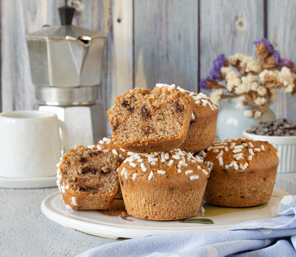 Dinkel-Muffins mit Banane und Schokolade – ohne Eier