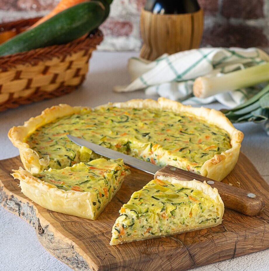 Quiche mit Lauch, Zucchini und Möhren
