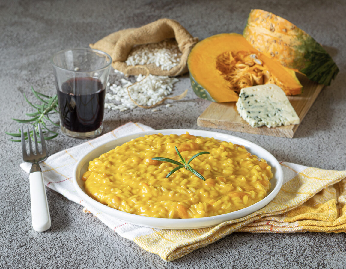Kürbis-Risotto mit Gorgonzola