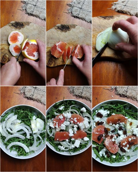 Zubereitung des Fenchel- und Grapefruitsalats