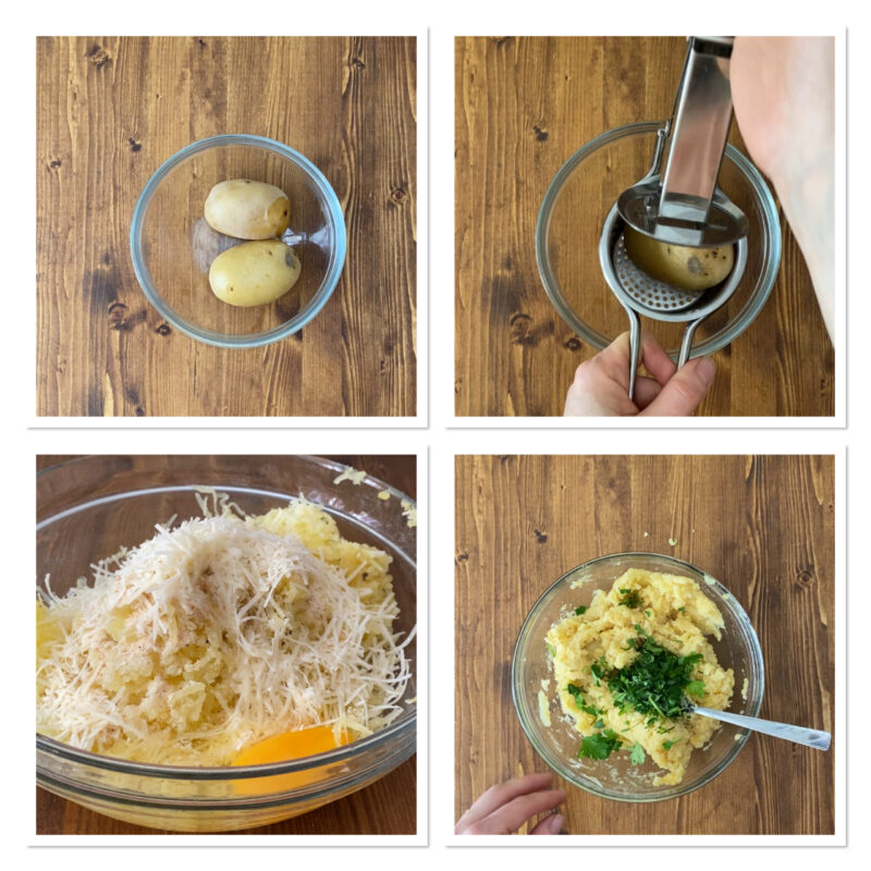 Flacher Blätterteig mit Kartoffeln, Schinken und zerlaufendem Käse