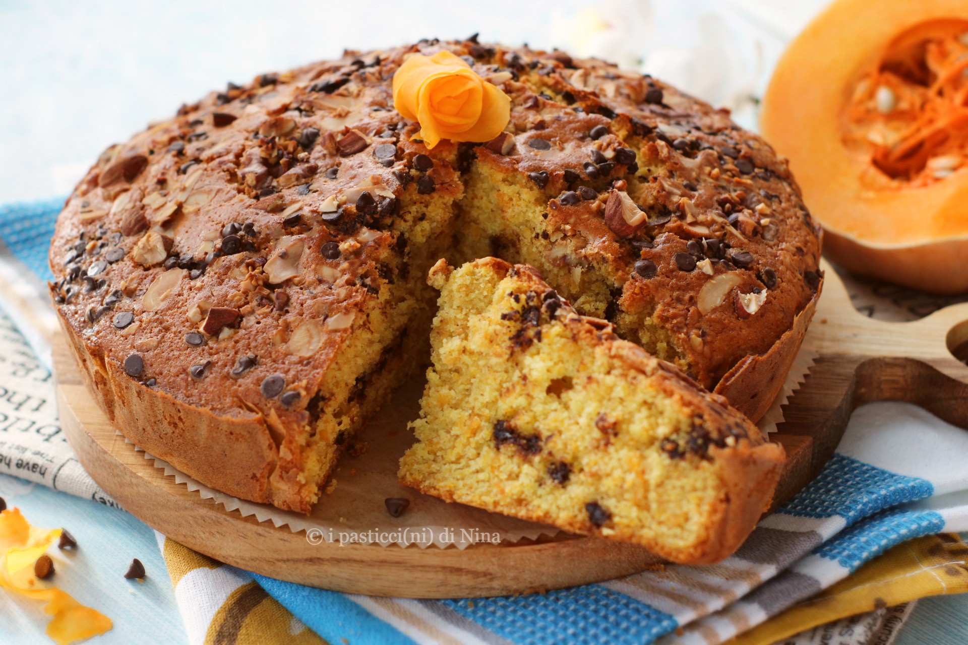 Kürbiskuchen mit Amaretti und Schokolade
