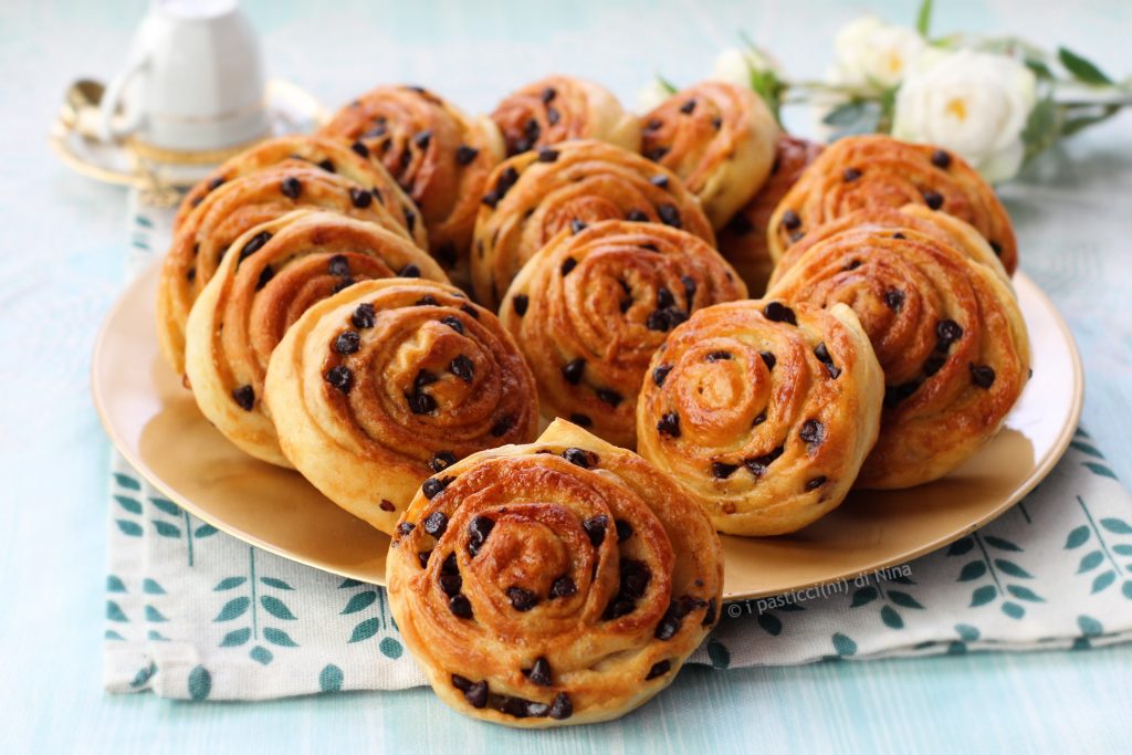 Pan Girella ohne Eier mit Zartbitter-Schokotropfen Rezept i pasticcini di Nina