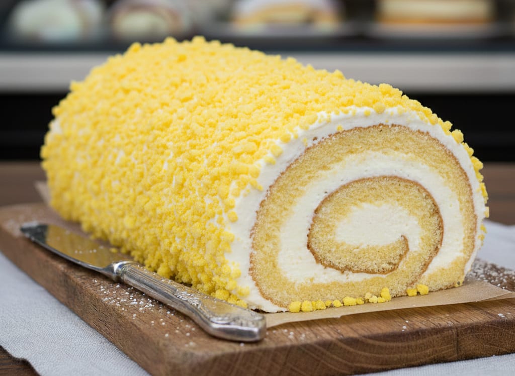 Fluffige Biskuitrolle mit Chantilly-Creme