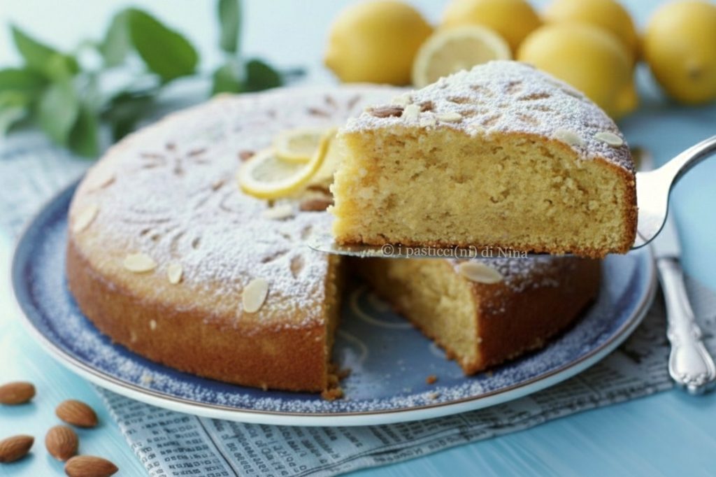Zitronen-Caprese-Torte mit Mandeln und weißer Schokolade i pasticcini di Nina