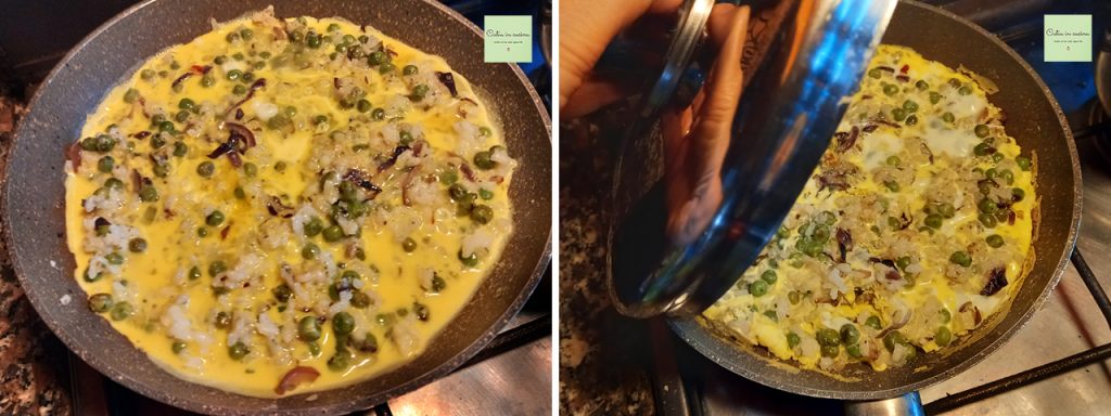 Reis-Frittata mit Erbsen Schritte