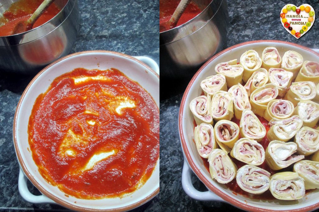 Lasagne-Röllchen in Tomatensoße, Mangia senza Pancia