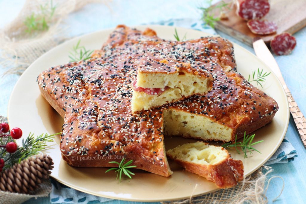 Weihnachtsstern mit Käse rustikal einfach herzhafte Torten für das Weihnachtsmenü Rezepte i pasticcini di Nina