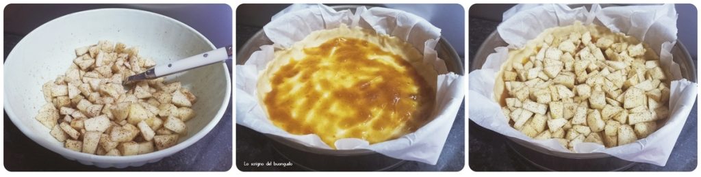 Füllen mit Marmelade und Äpfeln