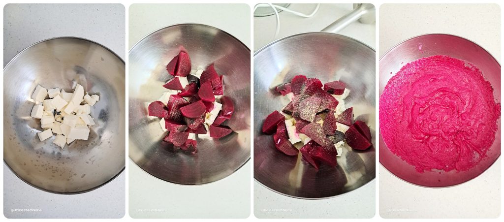 Pasta mit rosa Rote-Bete-Feta-Creme