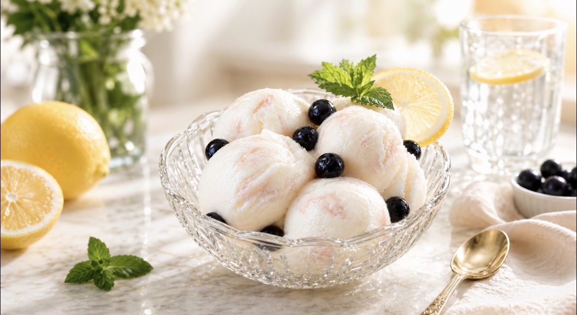 Zitronensorbet, das erfrischende und durstlöschende Dessert