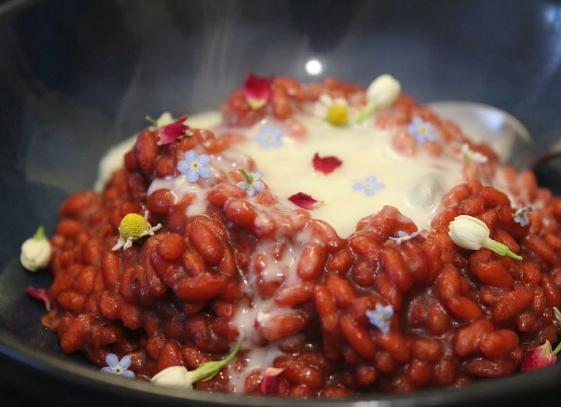 Rote-Bete-Risotto mit Gorgonzola