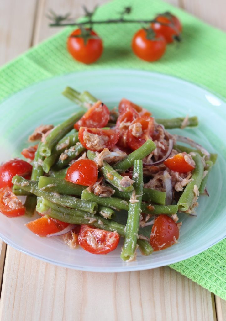 Grüner Bohnensalat mit Thunfisch und Kirschtomaten
