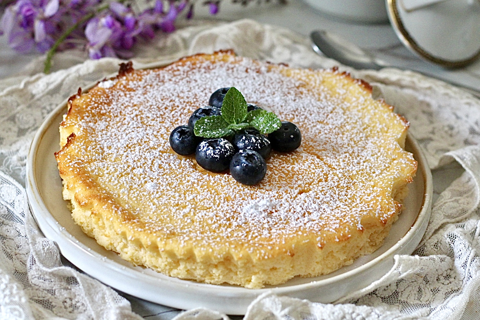Cremiger Blaubeerkuchen in der Heißluftfritteuse