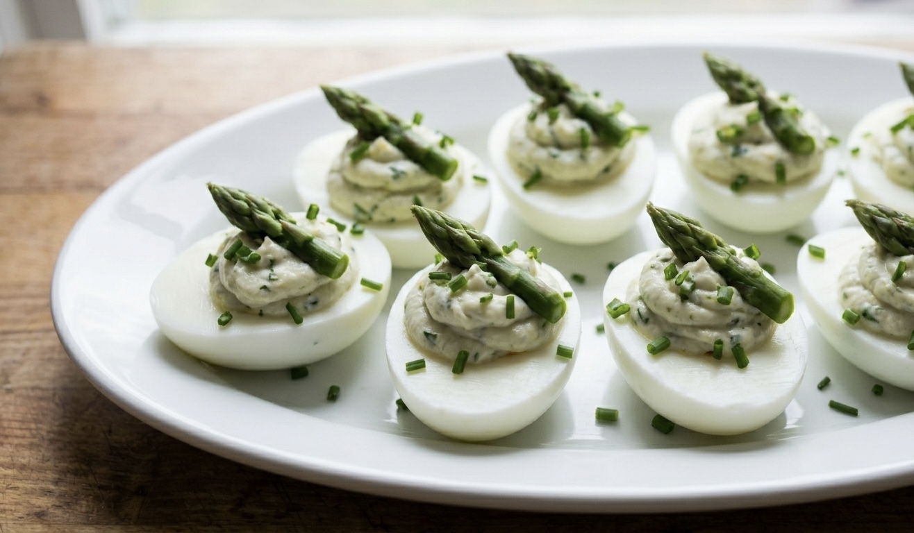 Gefüllte Eier mit Ricotta-Spargel-Mousse