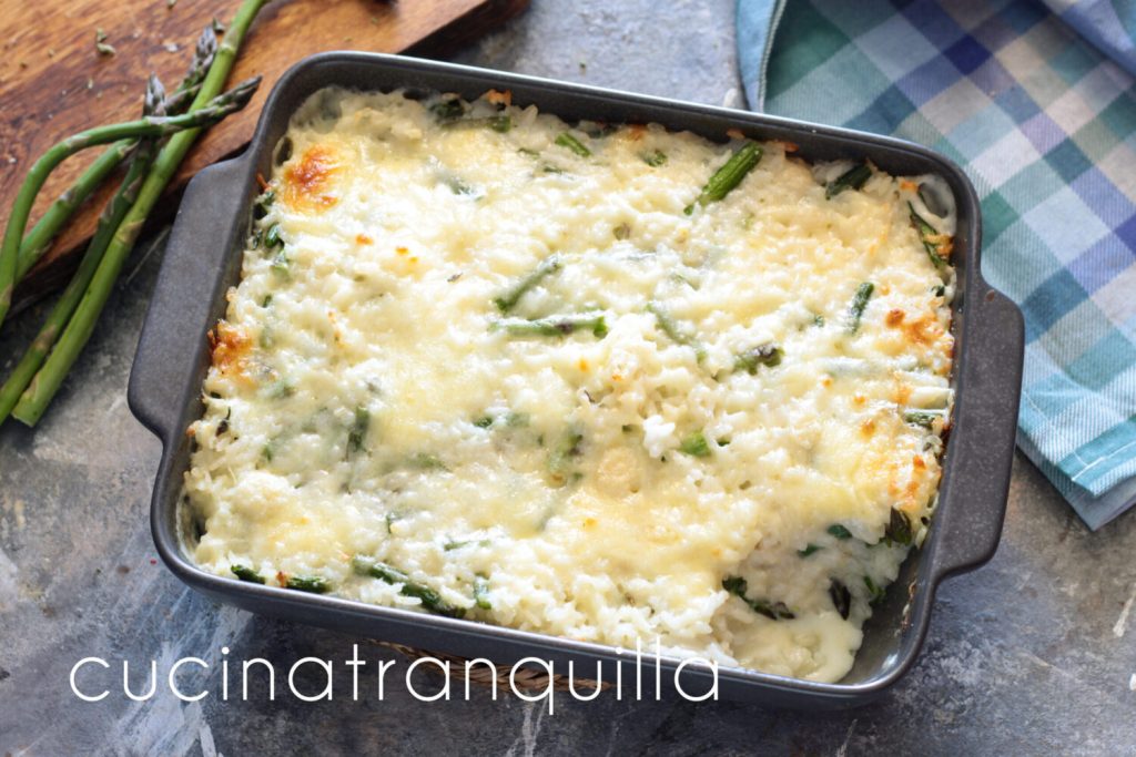 Laktosefreier Ofenreis mit Spargel