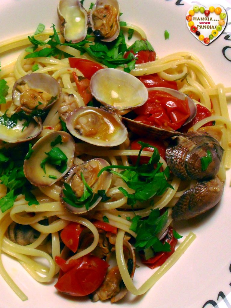 Linguine mit Venusmuscheln und Kirschtomaten, Mangia senza Pancia
