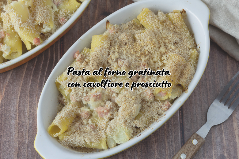 Überbackene Pasta mit Blumenkohl und Kochschinken