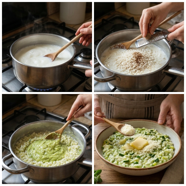 Reis mit Milch und Zucchini, Zubereitung