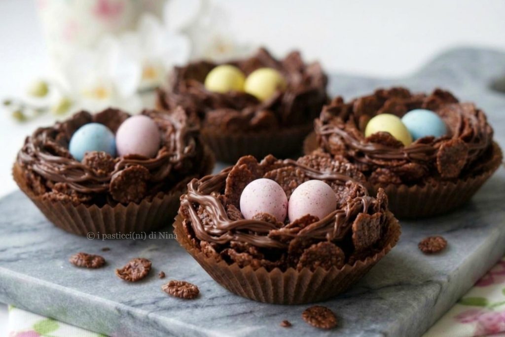 Schokoladen-Osternester mit Cerealien, schnell zubereitet – Rezept von i Pasticcini di Nina