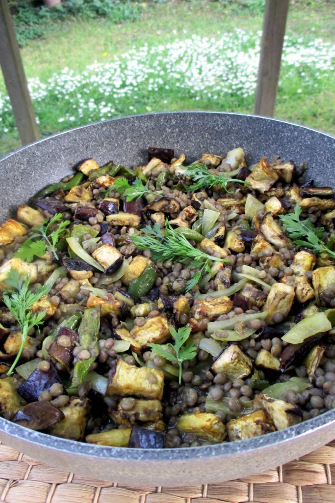 Würzige Auberginen und Linsen, Mangia senza Pancia