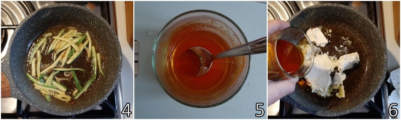 b. Safran in etwas Nudelkochwasser auflösen