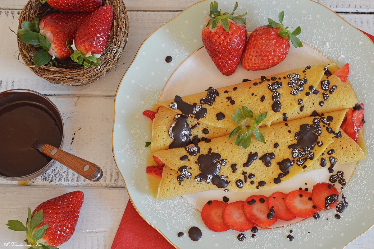 Crêpes mit Erdbeeren und Mascarpone-Creme