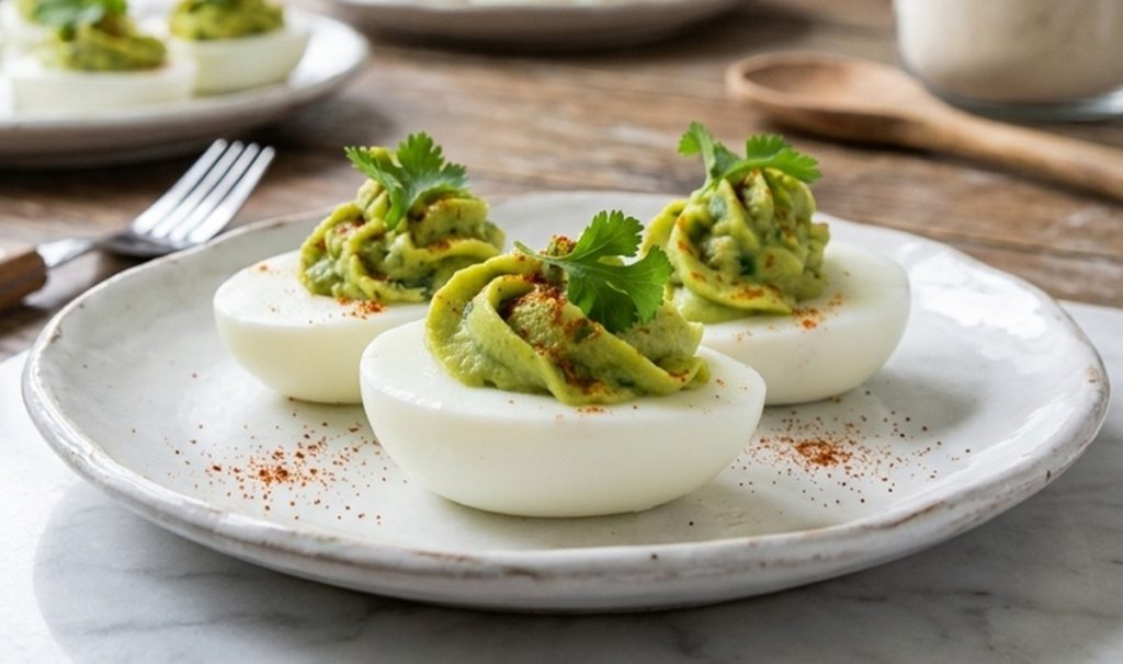 hartgekochte Eier mit Guacamole